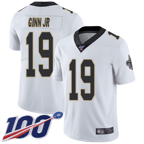 Men New Orleans Saints Limited White Ted Ginn Jr Road Jersey NFL Football #19 100th Season Vapor Untouchable Jersey